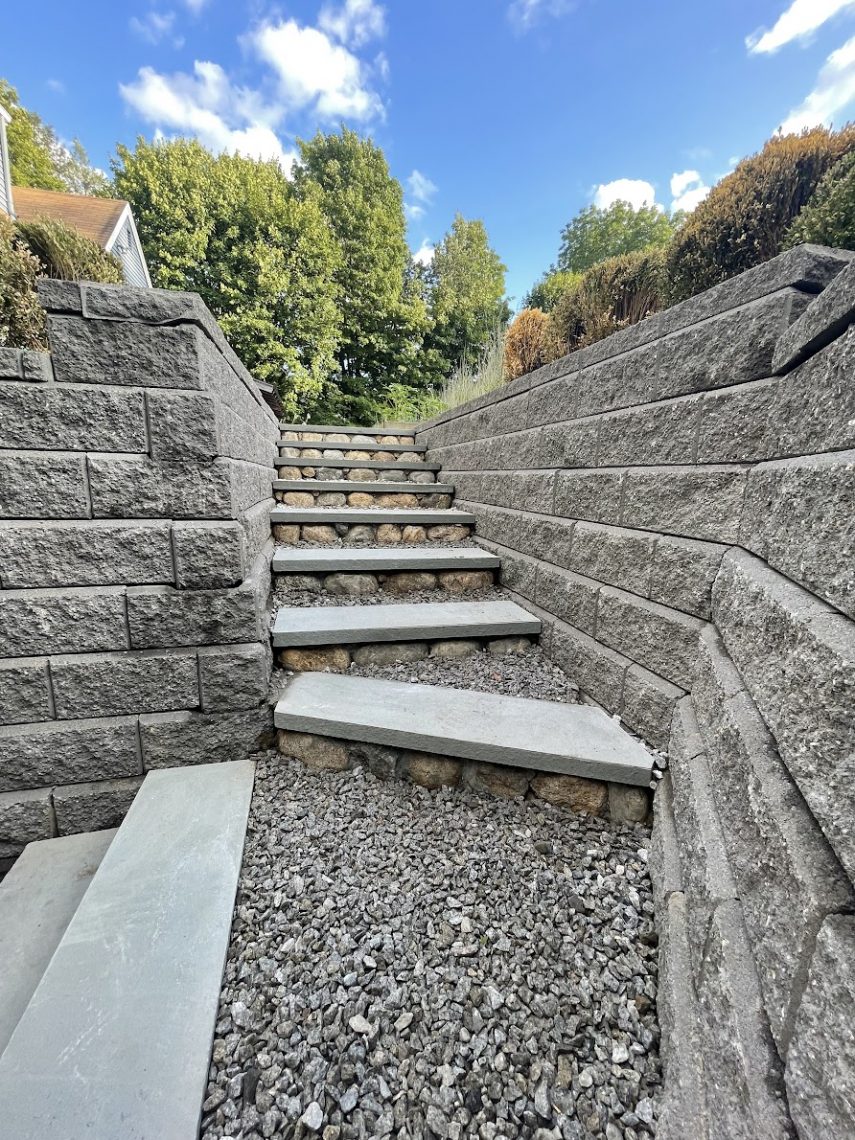 Completed Roots 'n Shoots stone steps and masonry