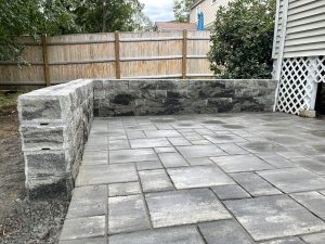 Completed Roots 'n Shoots natural-stone patio